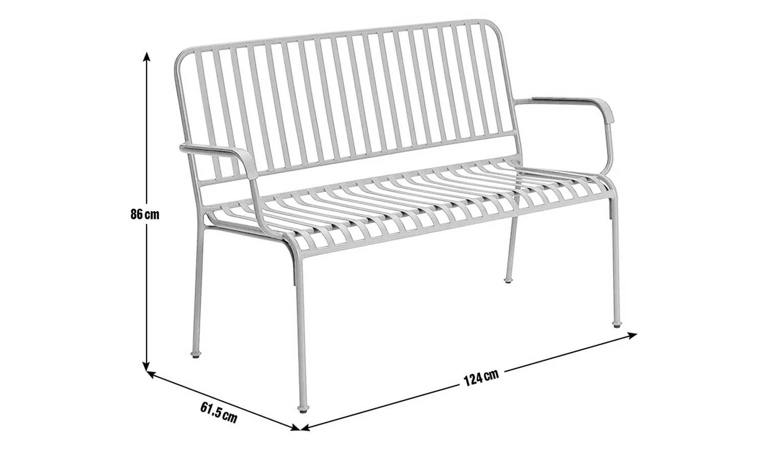 Indu 2 Seater Metal Garden Bench Yellow Patio Furniture Outdoor Seat - Image 6