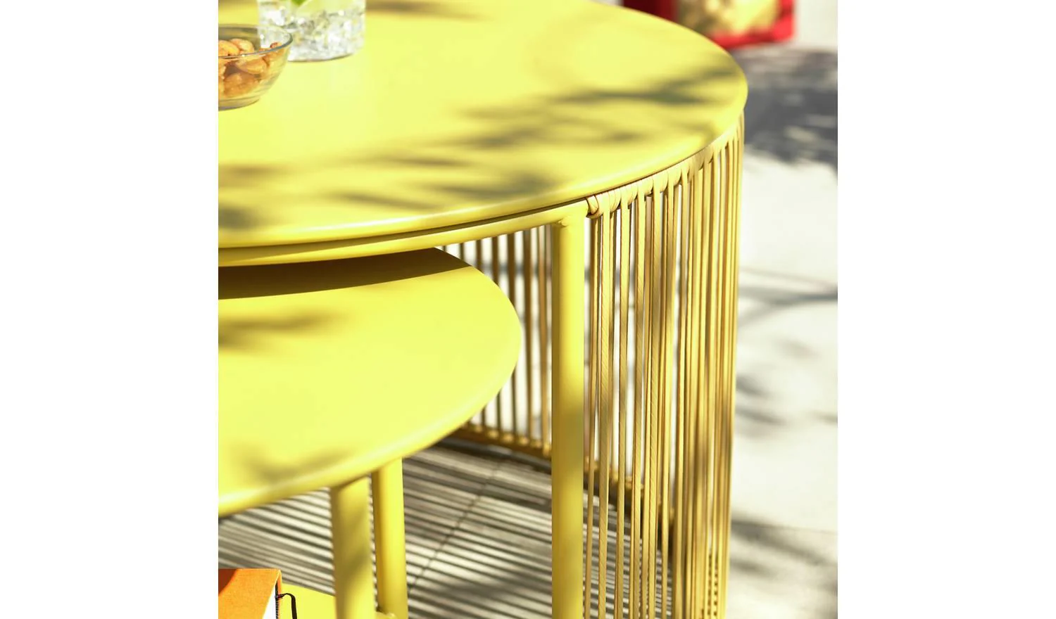 Ipanema Metal Garden Coffee Table Yellow Outdoor Patio Furniture - Image 5