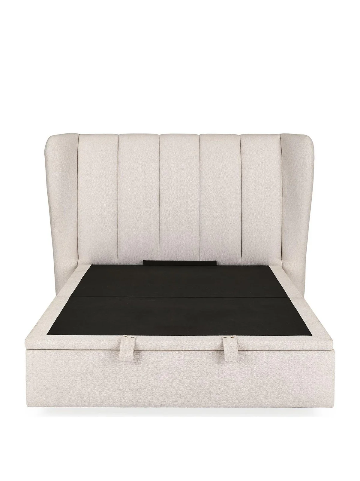 Jasper Lift Up Storage Double Bed Ivory | Winged Headboard | Ottoman Base - Image 2