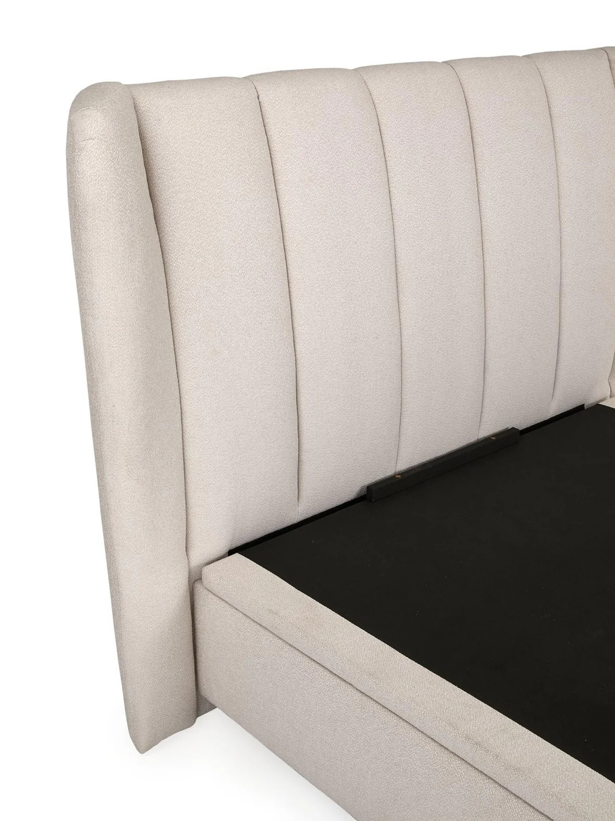 Jasper Lift Up Storage Double Bed Ivory | Winged Headboard | Ottoman Base - Image 4