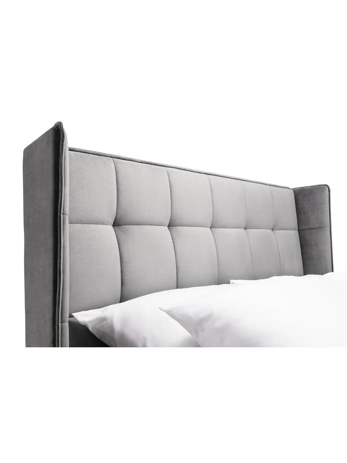 Julian Bowen Gatsby Ottoman Double Bed Grey | Velvet Wing Headboard Sprung Slats - Image 4
