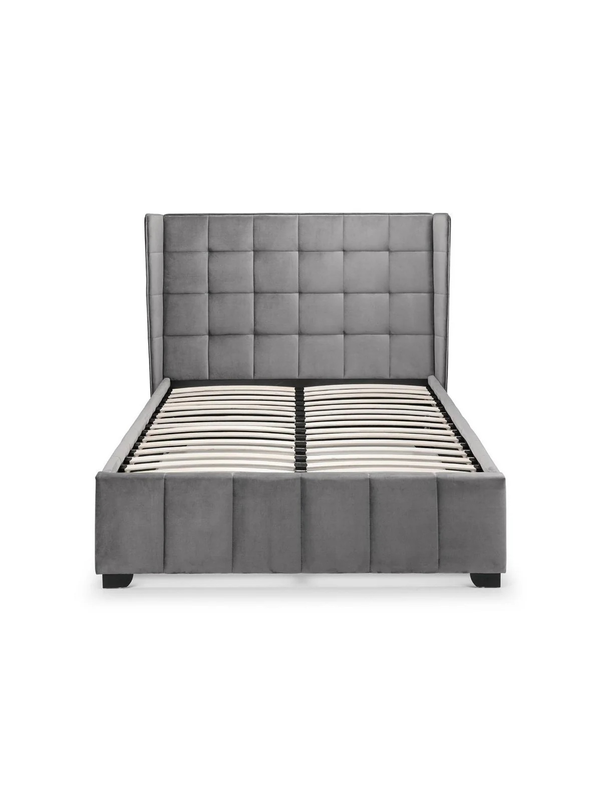 Julian Bowen Gatsby Ottoman Double Bed Grey | Velvet Wing Headboard Sprung Slats - Image 8