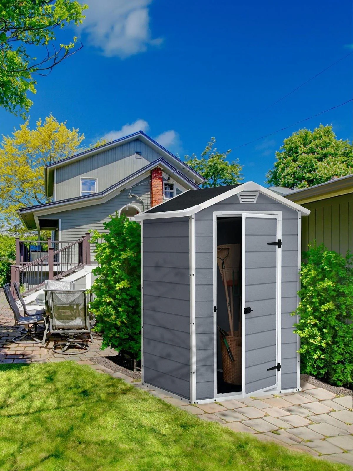Keter 4x3 ft Apex Manor Resin Shed Outdoor Garden Storage Workshop UK