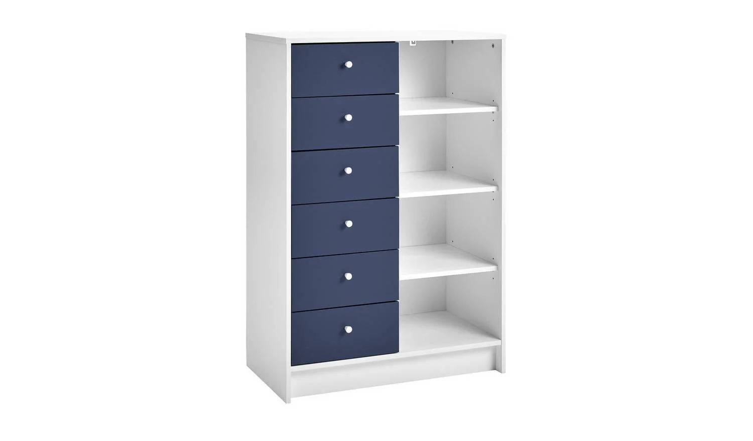 Kids Malibu 6 Drawer Chest Blue White Childrens Bedroom Storage