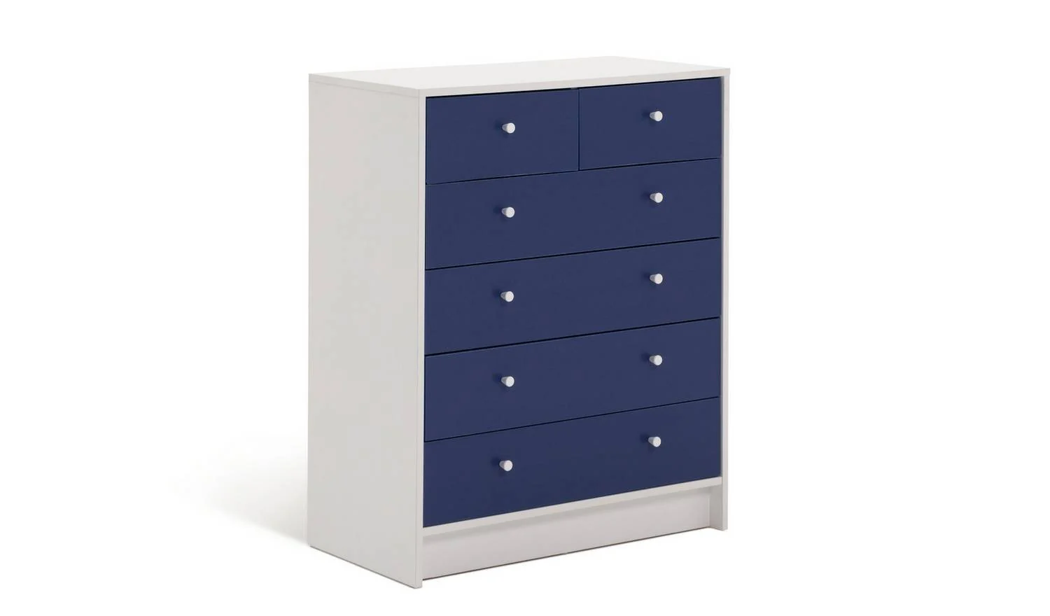 Kids Malibu 6 Drawer Chest Blue & White Childrens Bedroom Storage