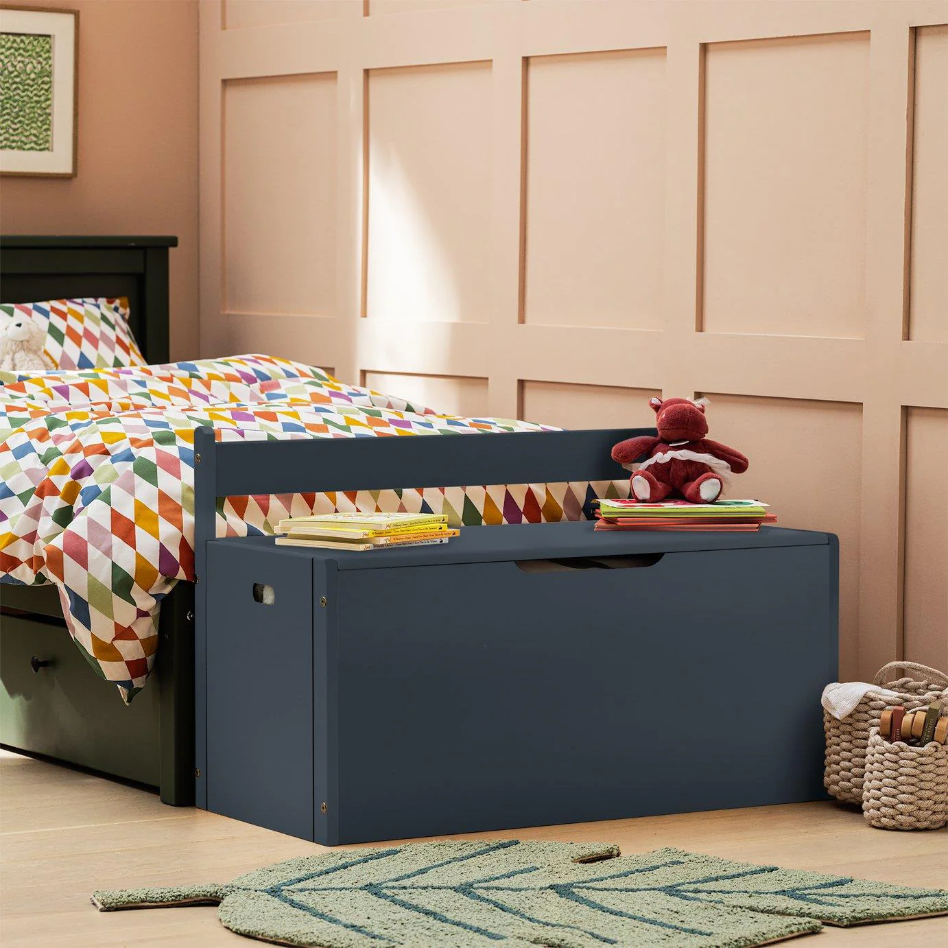Kids Scandinavia Extra Large Toy Box Ink Blue Childrens Storage Organiser