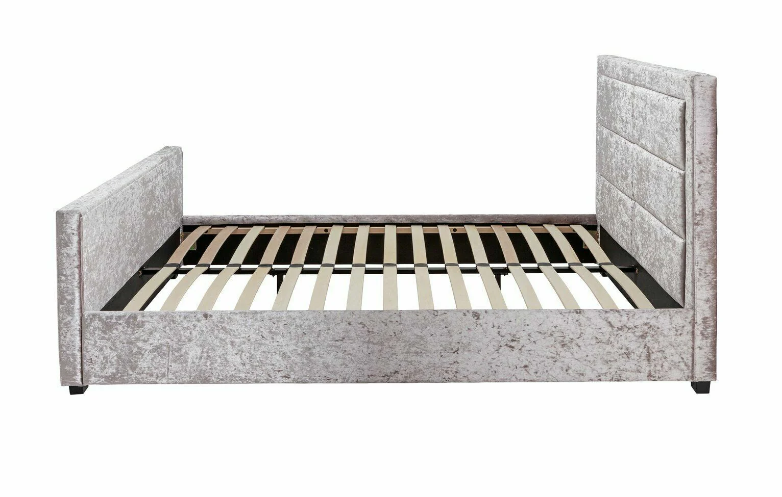Kourtney Velvet Kingsize Bed Frame Silver Luxurious and Comfortable Bed - Image 2