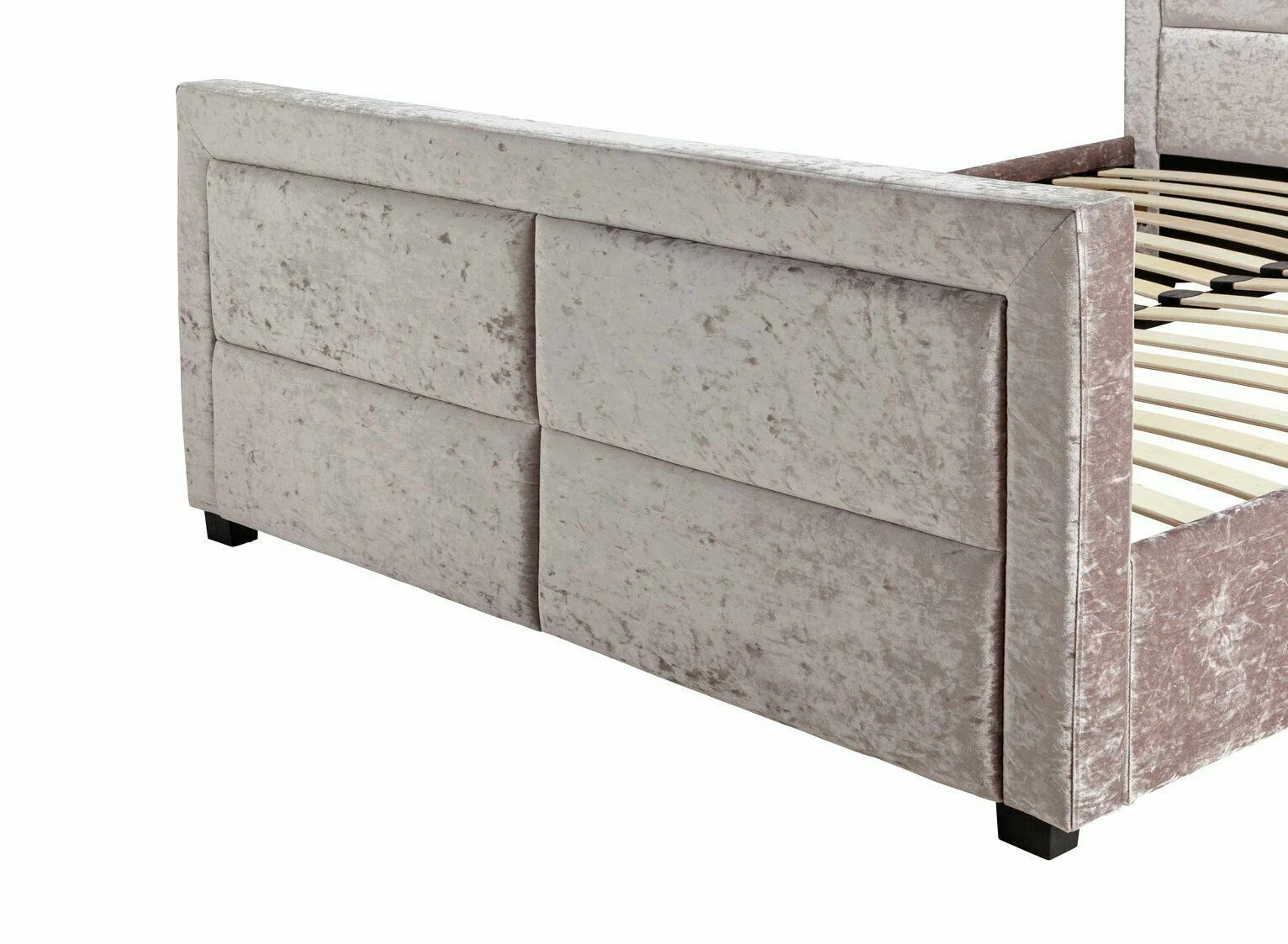 Kourtney Velvet Kingsize Bed Frame Silver Luxurious and Comfortable Bed - Image 6