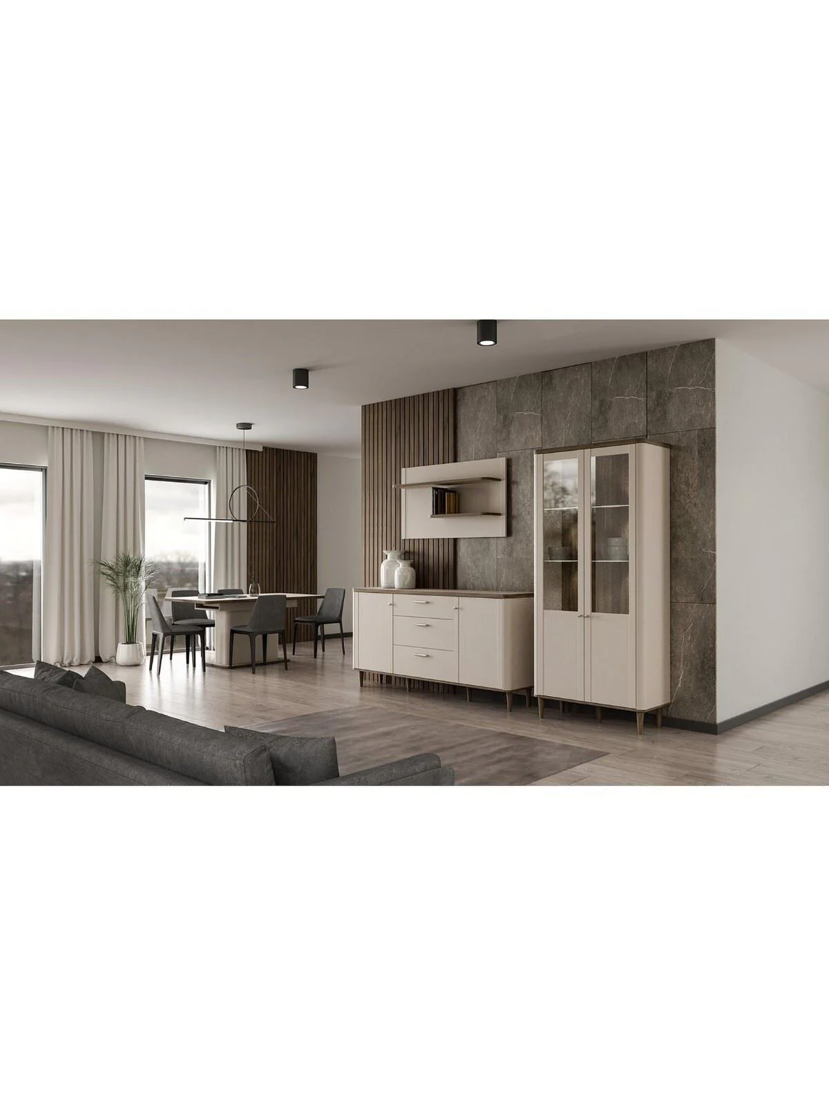 Lacetti 200 cm Extending Dining Table Cream & Oak Spacious Dining Furniture - Image 4