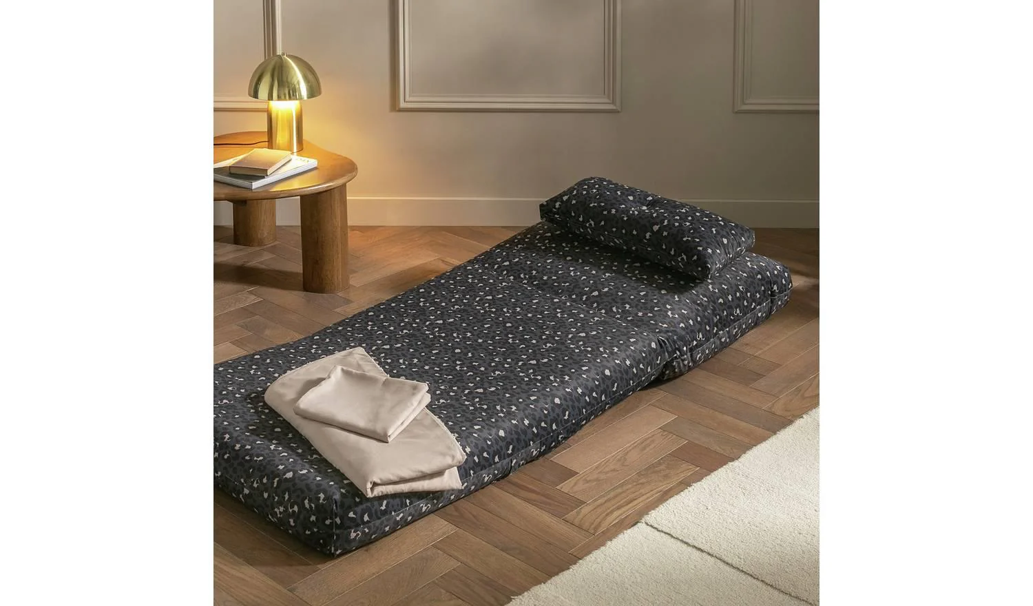 Lexi Single Fabric Chairbed Black Blue Convertible Sofa Guest Bed - Image 2
