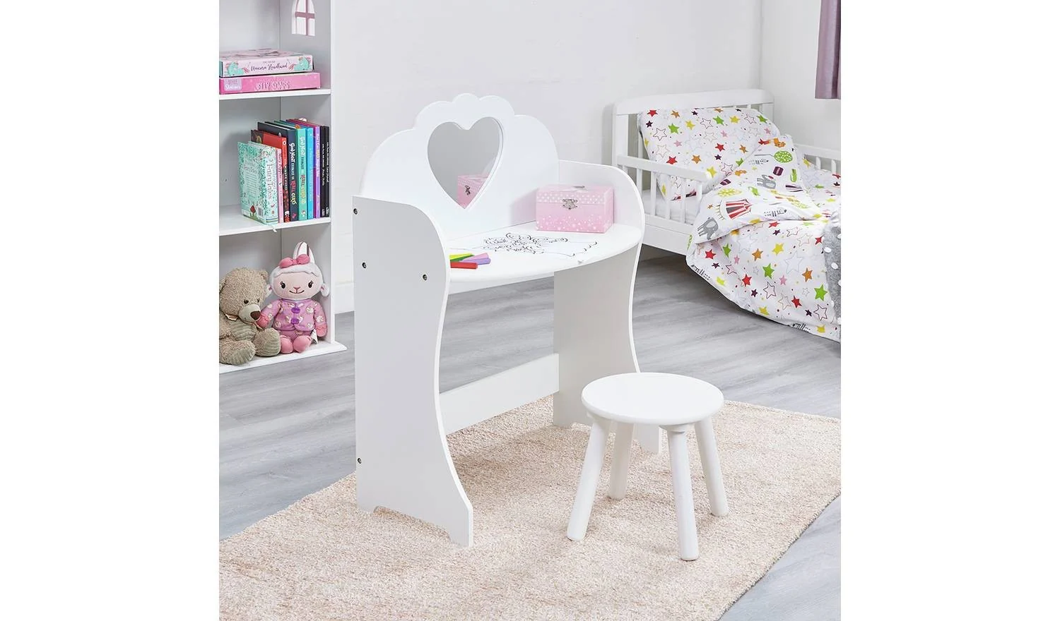 Liberty House Toys Kids Dressing Table And Stool White For Girls