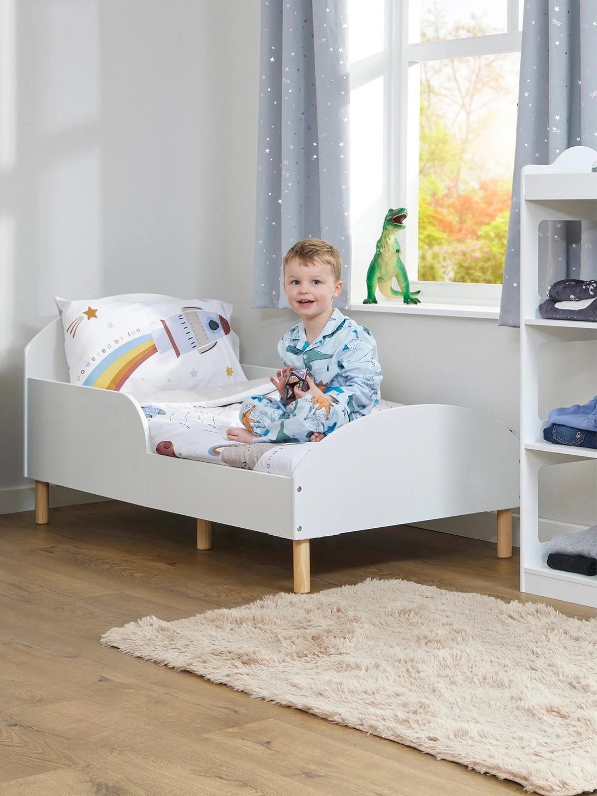 Liberty House White Toddler Bed | Low to Ground | Safety Rails | From 18 months