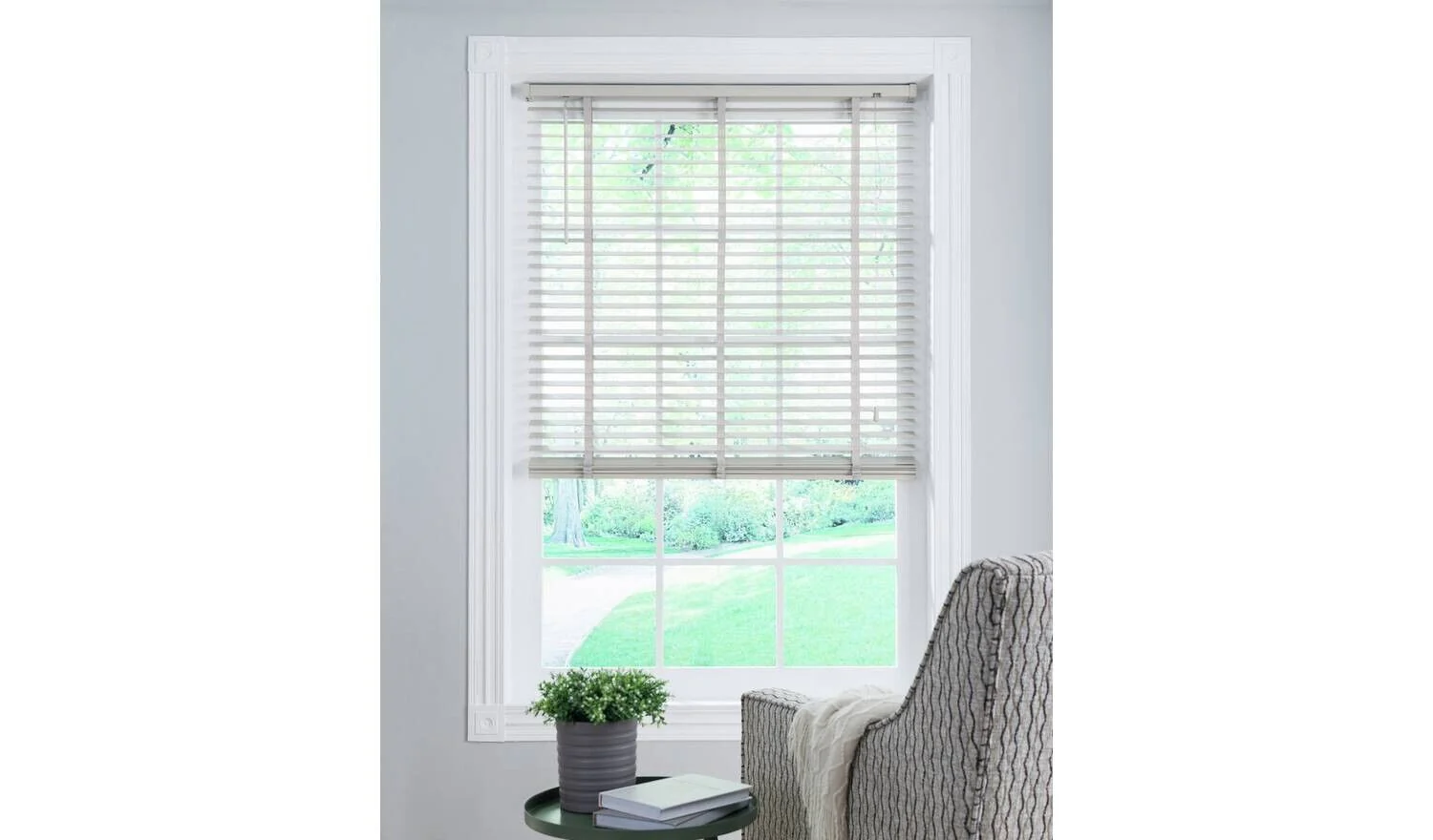 Little Black Book 25mm Basswood Warm Grey Venetian Blind 80x160cm Window - Image 2