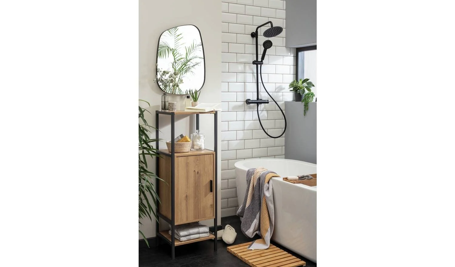 Loft Living 1 Door Cabinet Oak Bathroom Furniture UK - Image 2