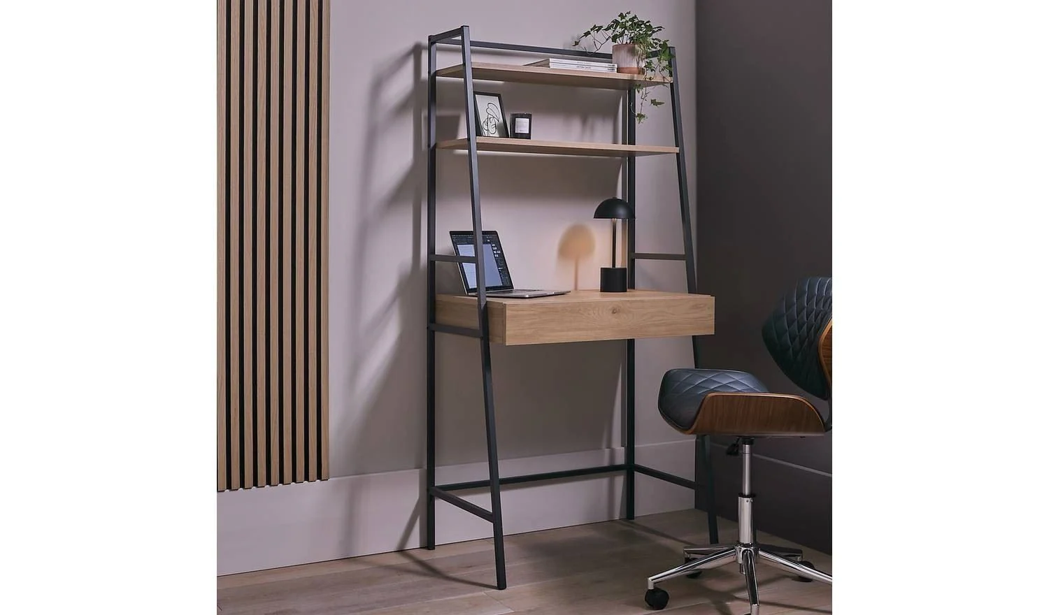 Loft Living 1 Drawer Ladder Office Desk - Oak