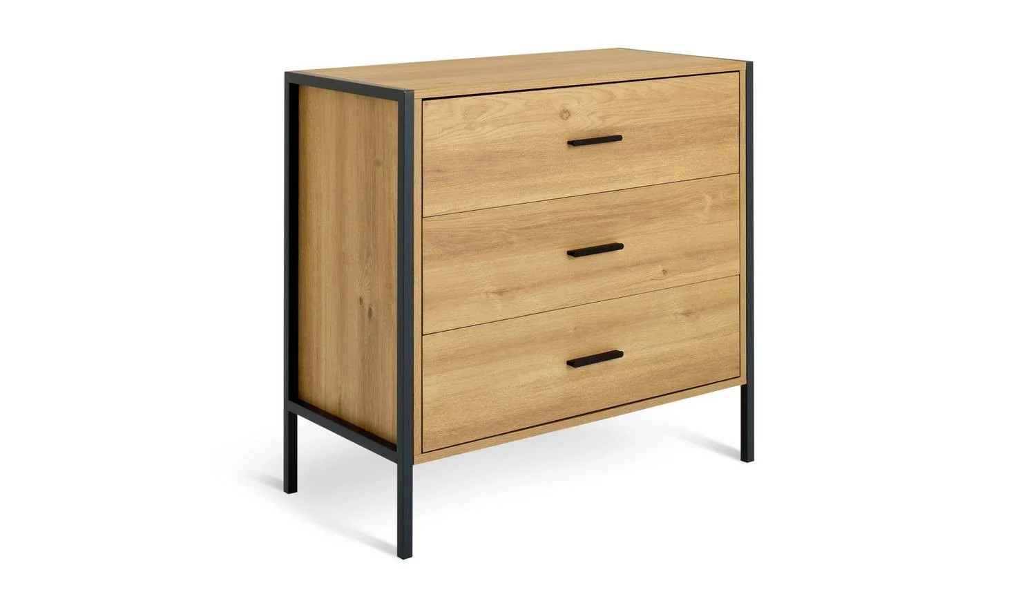 Loft Living 3 Drawer Chest Oak Storage Organiser Bedroom Furniture
