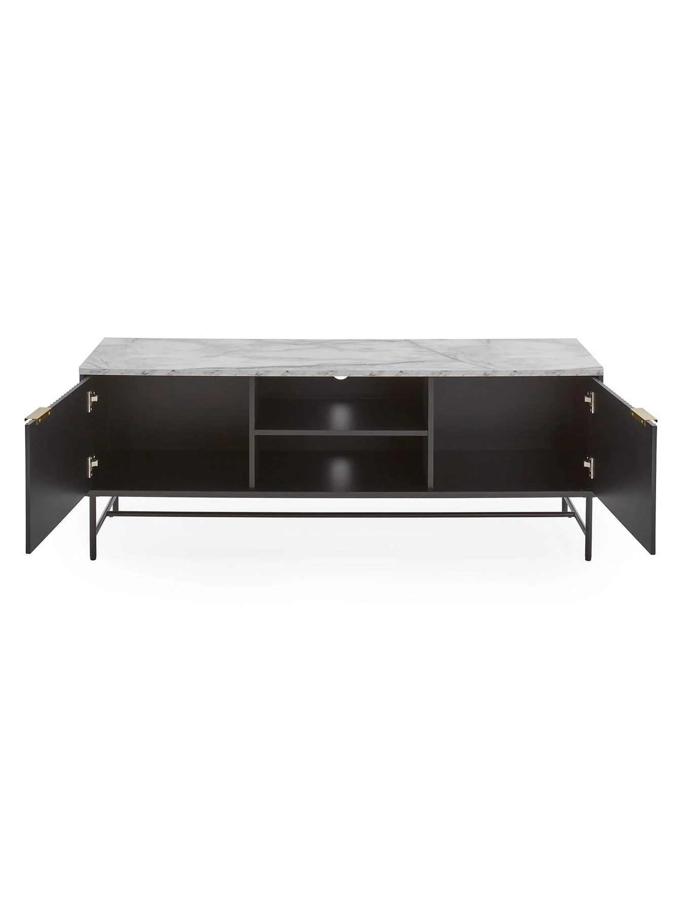 Lucero TV Unit Fits Up To 60 Inch TV Black Brass With Shelves UK - Image 4
