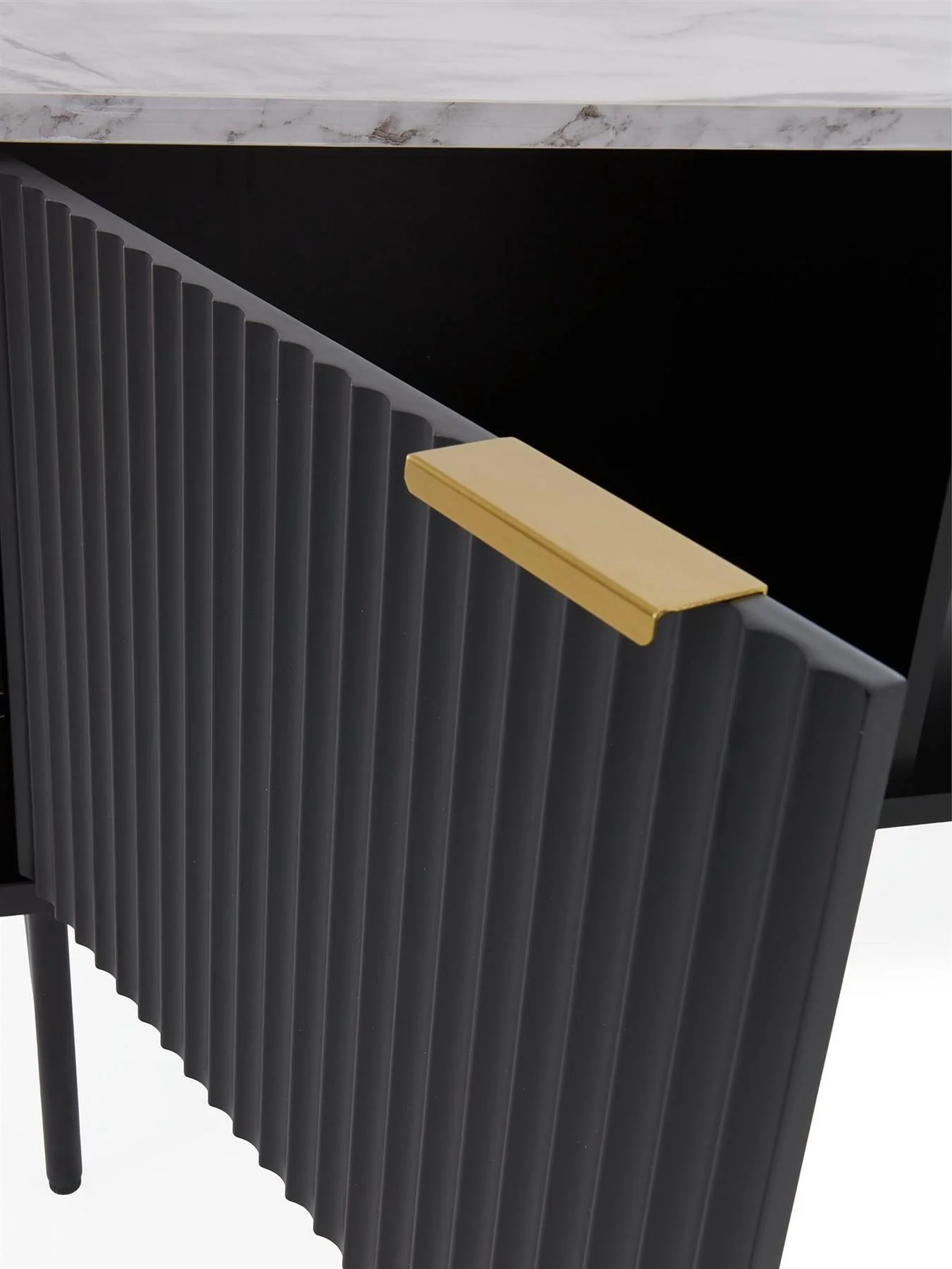 Lucero TV Unit Fits Up To 60 Inch TV Black Brass With Shelves UK - Image 5