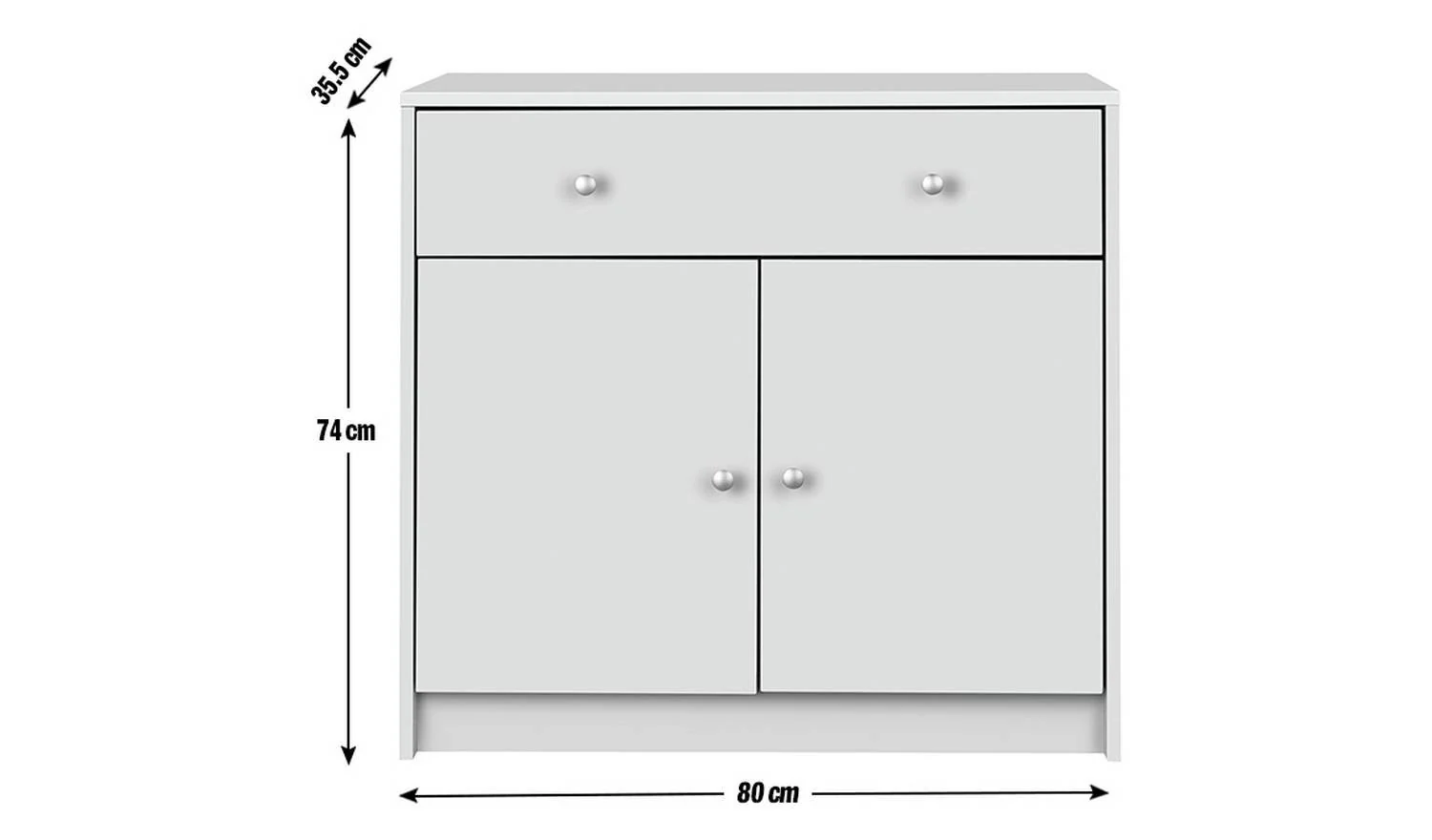 Maine 2 Door 1 Drawer Sideboard Black Storage Cabinet Living Room - Image 2