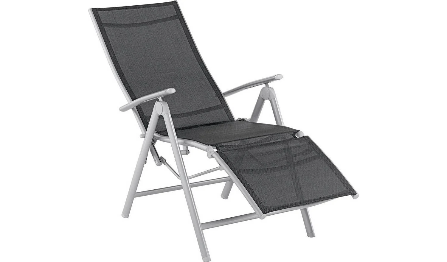 Malibu Folding Recliner Garden Chair Black Outdoor Patio Furniture - Image 2