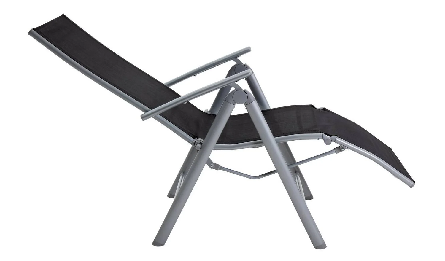 Malibu Folding Recliner Garden Chair Black Outdoor Patio Furniture - Image 4