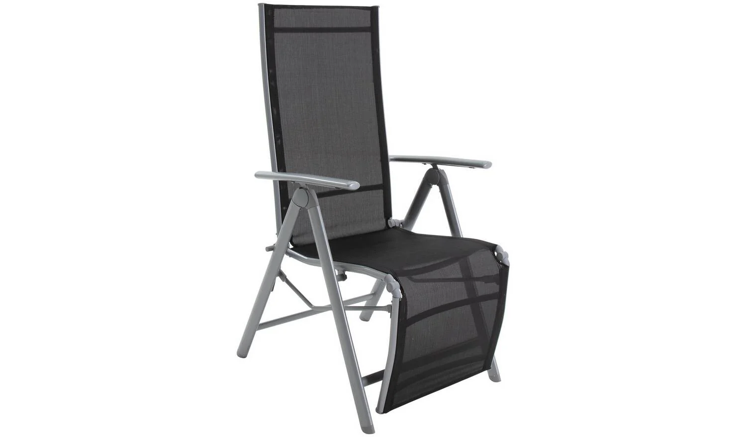 Malibu Folding Recliner Garden Chair Black Outdoor Patio Furniture - Image 9