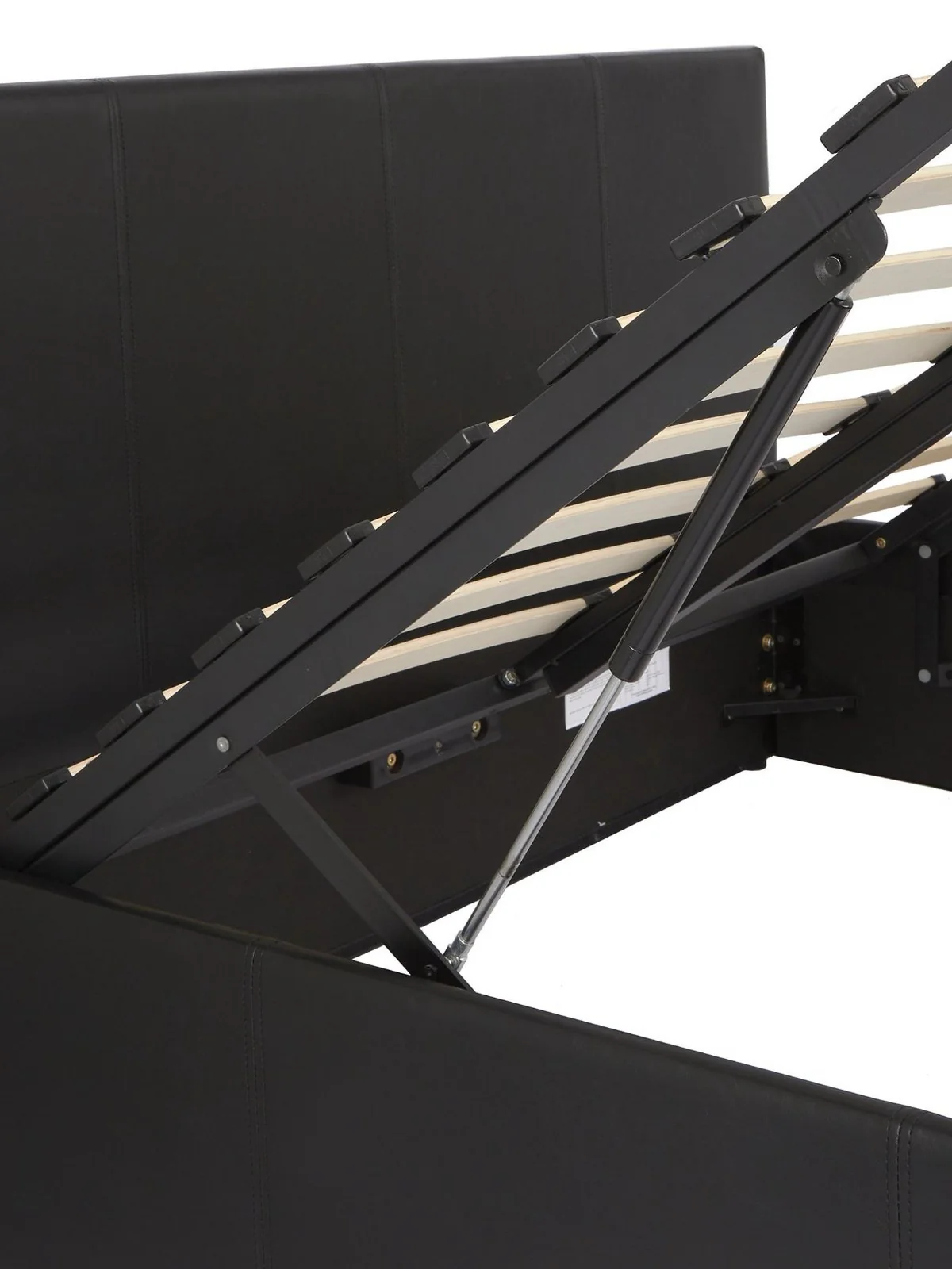 Marston End Lift Ottoman Single Bed Black | Faux Leather | Hydraulic Storage - Image 2