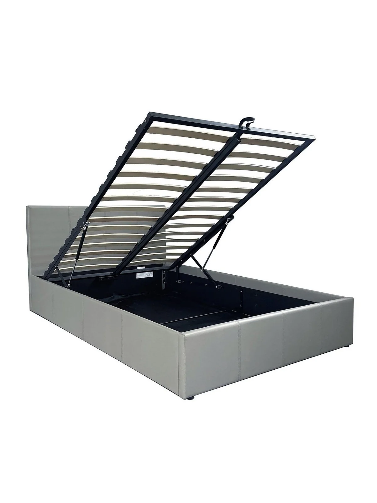 Marston Faux Leather End Lift Up Storage Ottoman Bed Grey Double Bed Frame