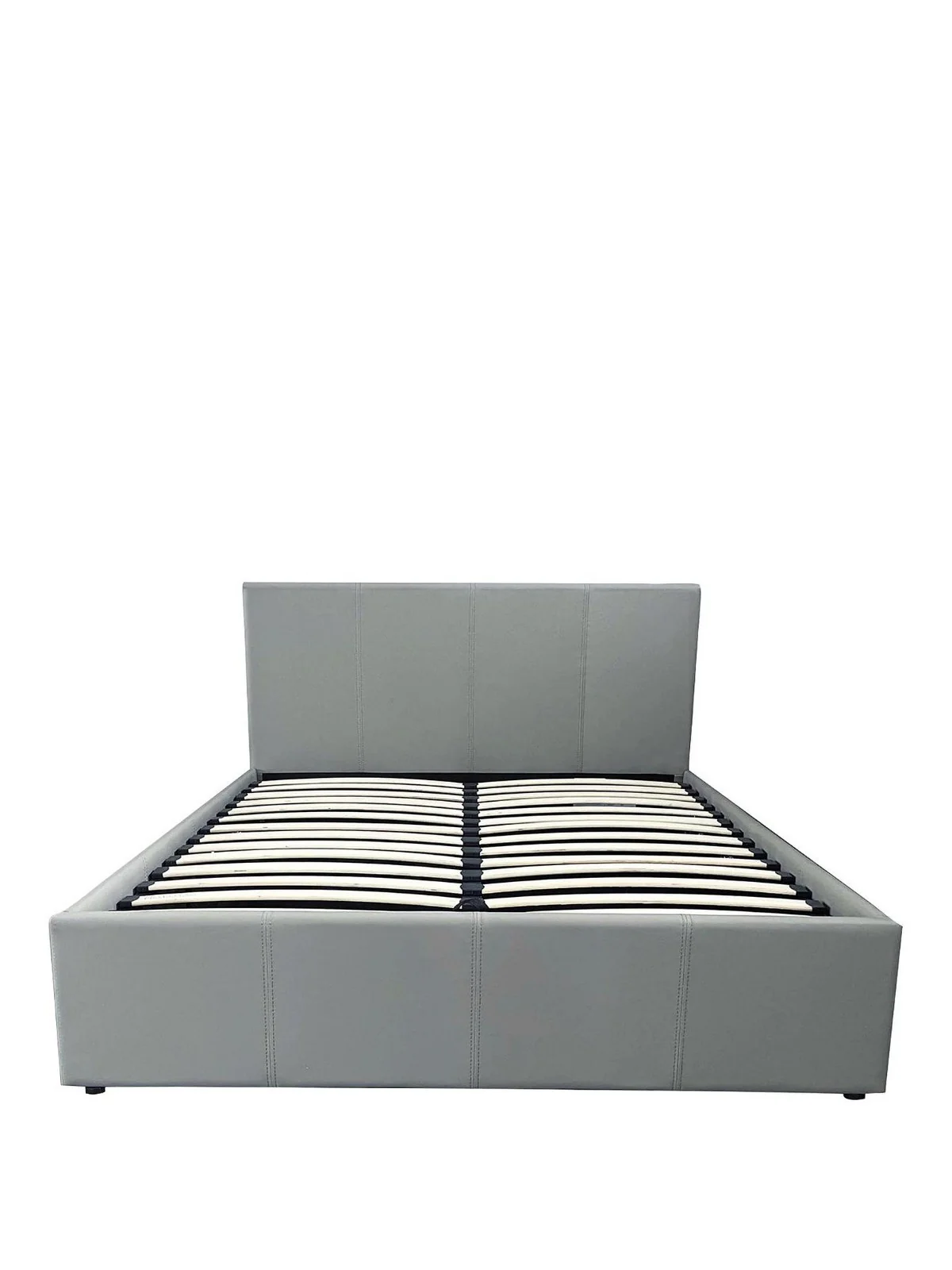 Marston Faux Leather End Lift Up Storage Ottoman Bed Grey Double Bed Frame - Image 3