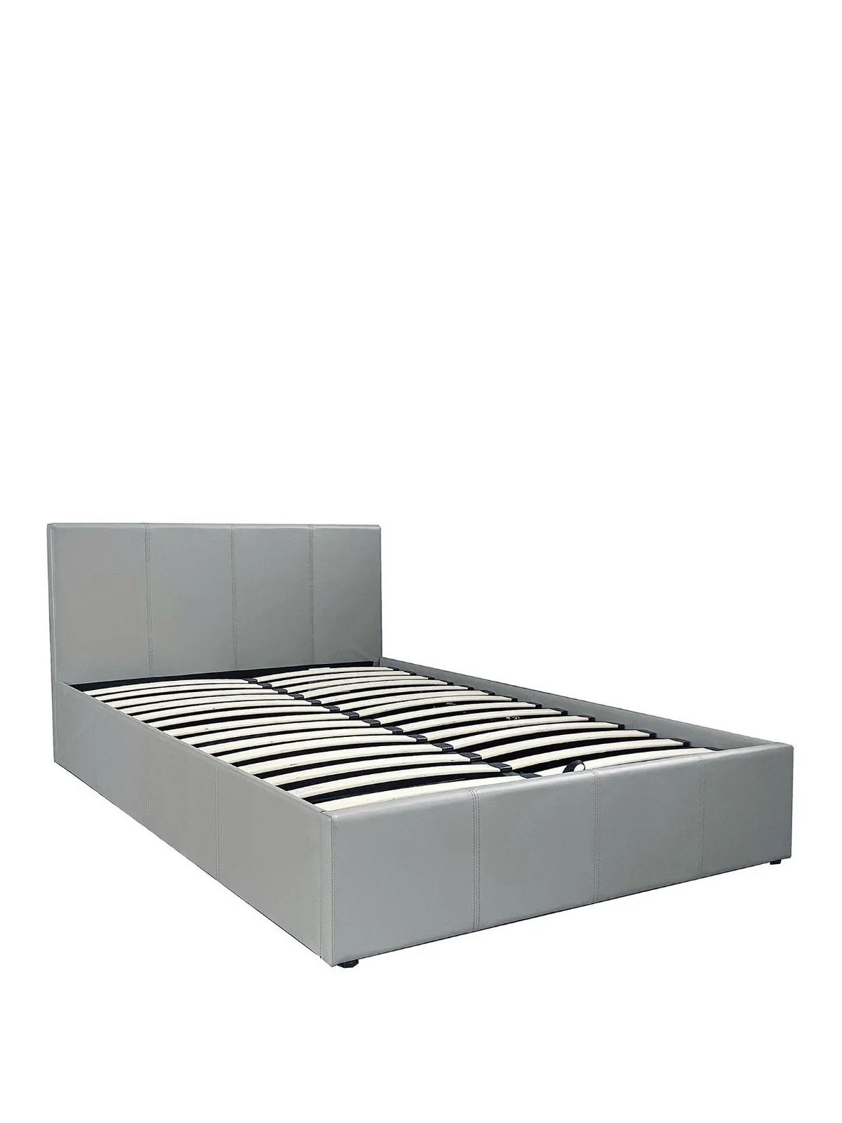 Marston Faux Leather End Lift Up Storage Ottoman Bed Grey Double Bed Frame - Image 4