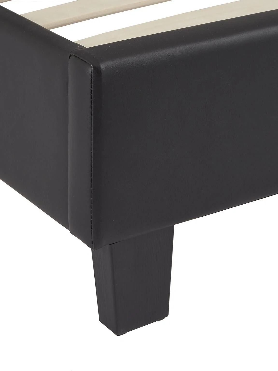 Marston Faux Leather Single Bed Frame - Black Sleek and Modern Bedroom Furniture - Image 5