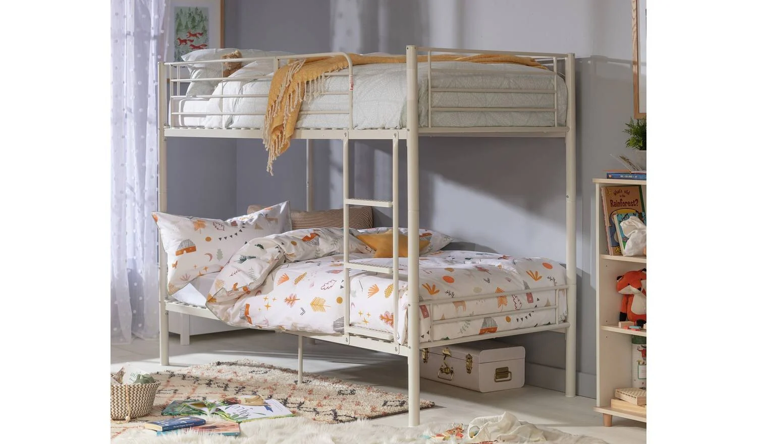 Mason Metal Bunk Bed White Kids Childrens Bunkbed With Ladder - Image 2