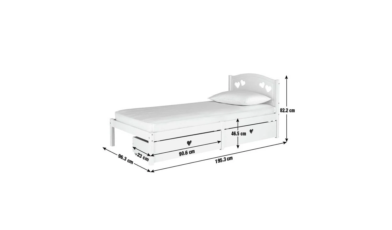 Mia Single Bed Frame with 2 Drawers White Modern Bedroom Furniture Storage - Image 10