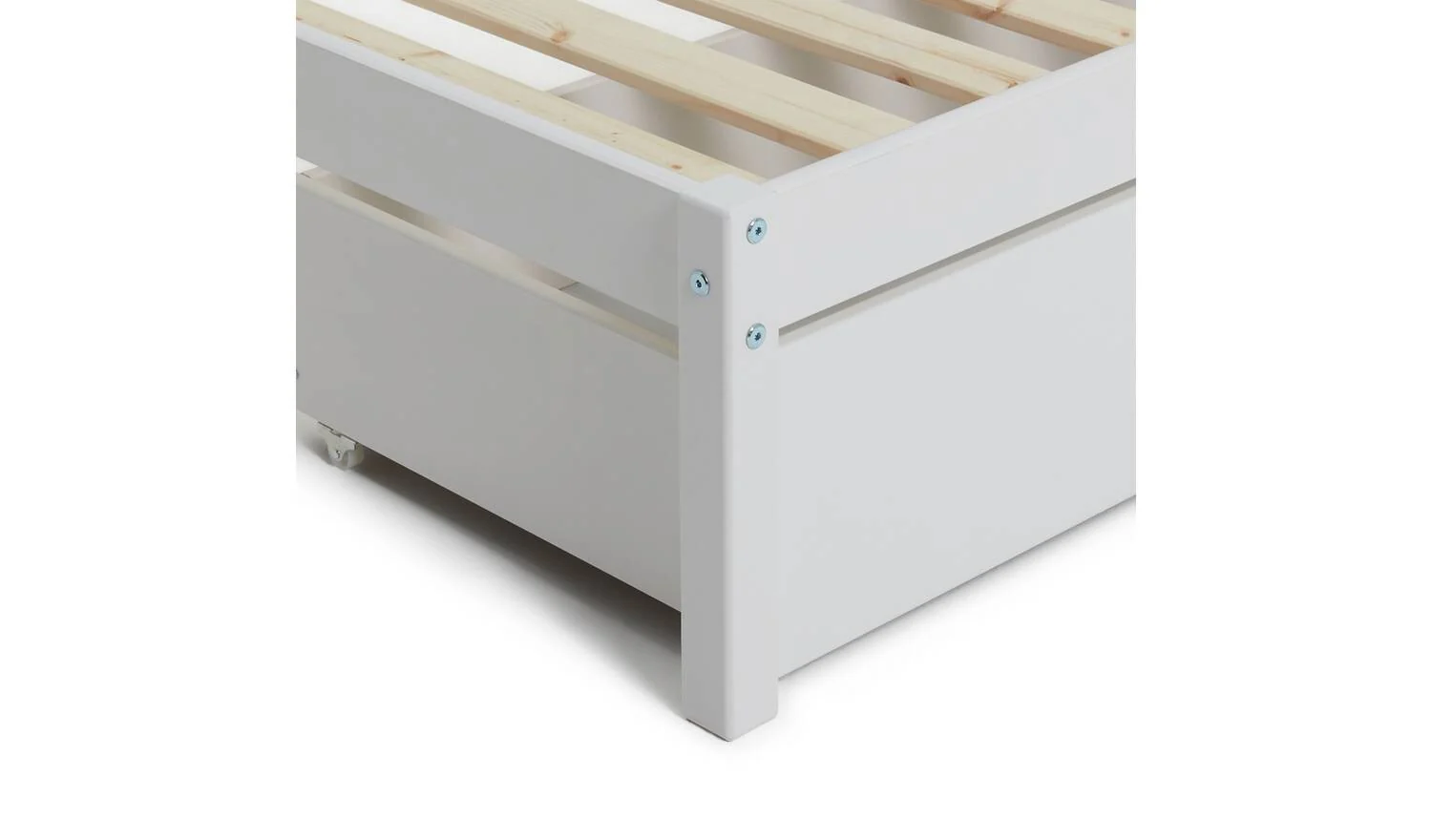 Mia Single Bed Frame with 2 Drawers White Modern Bedroom Furniture Storage - Image 6