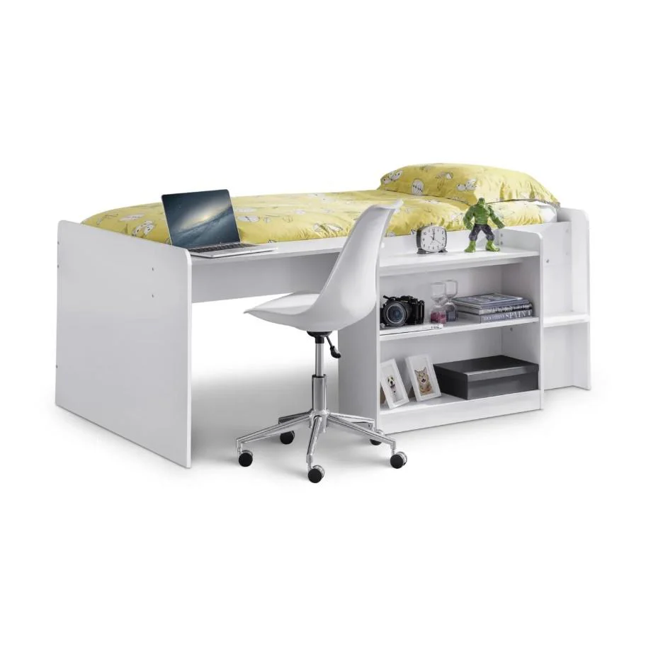 Neptune Midsleeper White Desk Underbed Storage Childrens Bedroom Furniture - Image 2