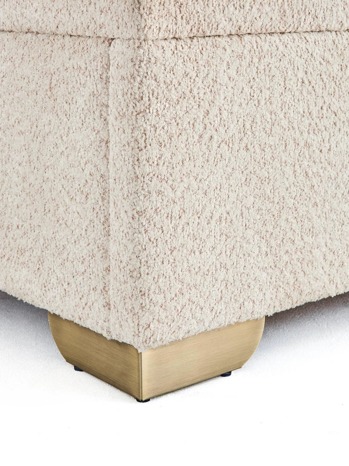 New Dakota Boucle Lift Up Ottoman Bed King Natural Fabric Storage - Image 6