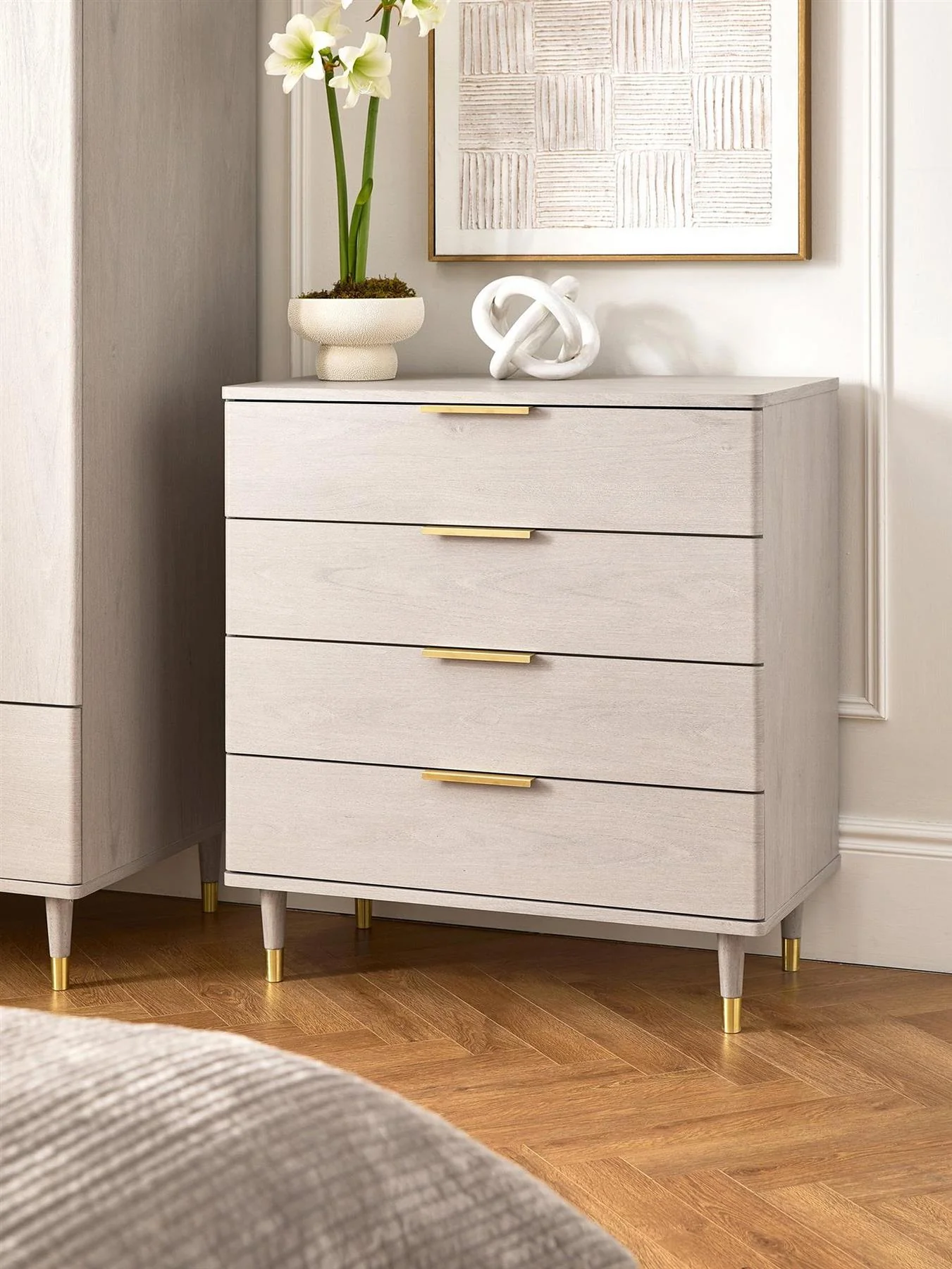 New Enna 4 Drawer Chest Grey Oak Storage Organiser Bedroom Furniture