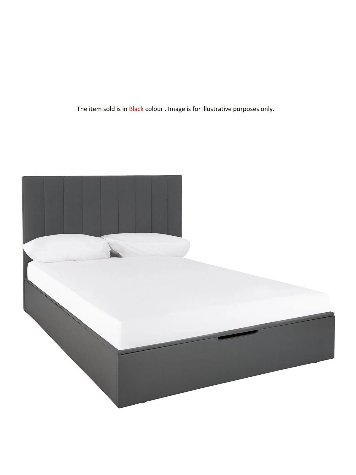 Nova Faux Leather End Lift Up Storage Ottoman King Bed Black - Image 2