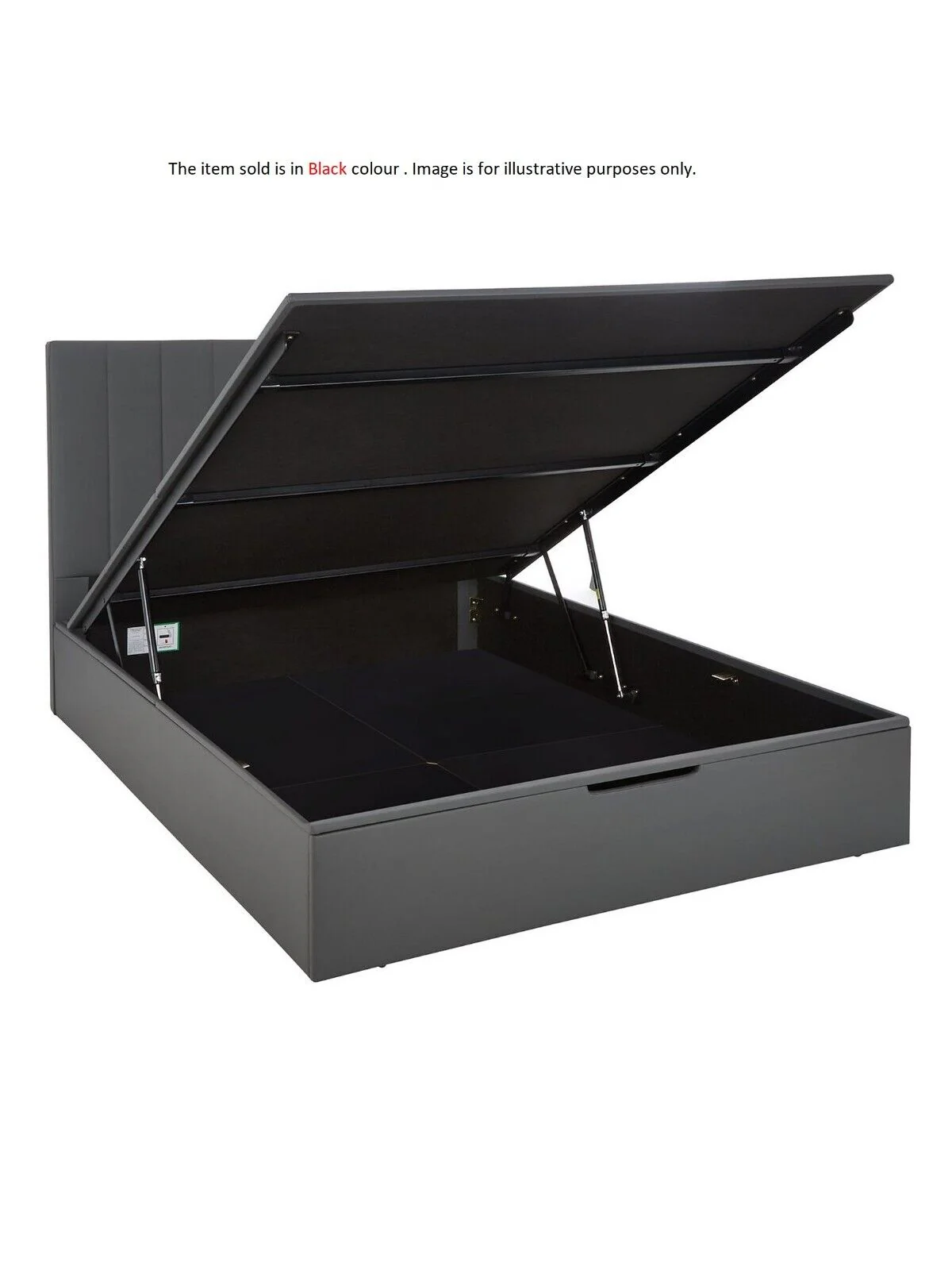 Nova Faux Leather End Lift Up Storage Ottoman King Bed Black - Image 3