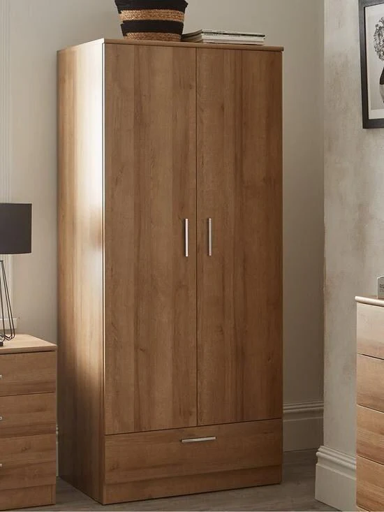 Panama 2 Door 1 Drawer Wardrobe Oak Stylish and Functional Bedroom Storage