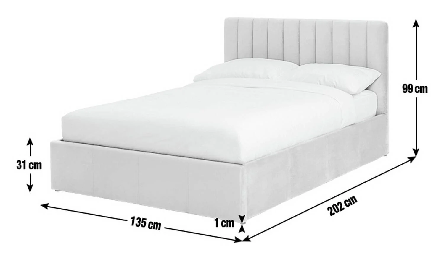 Pandora Small Double End Lift Ottoman Bed Grey Modern Bedroom Storage - Image 4