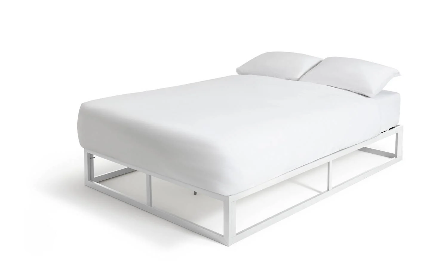 Platform Double Metal Bed Frame White Durable and Stylish Bedroom Furniture