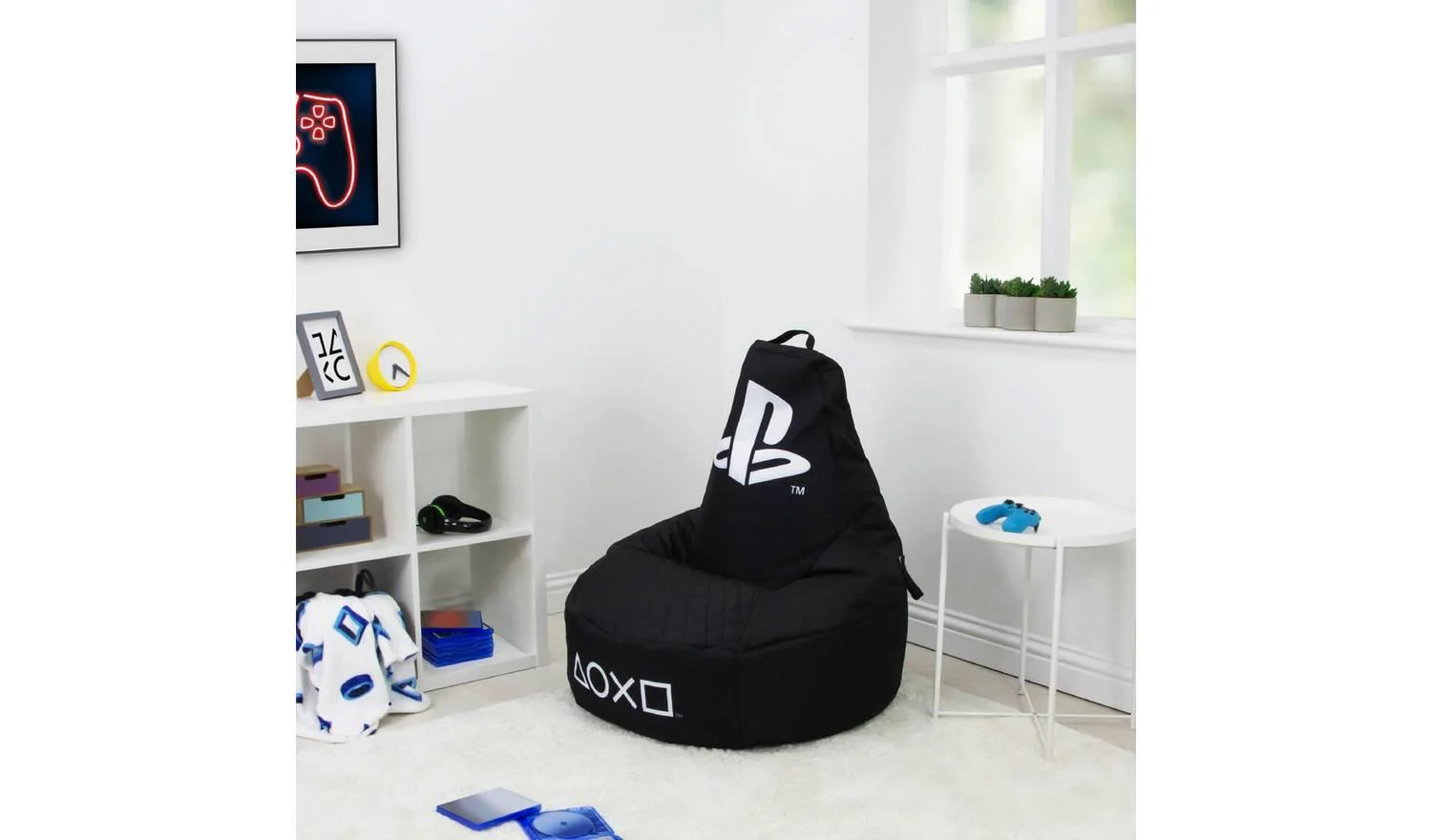 PlayStation Bean Bag Chair Black For Bedroom Playroom Game Zone