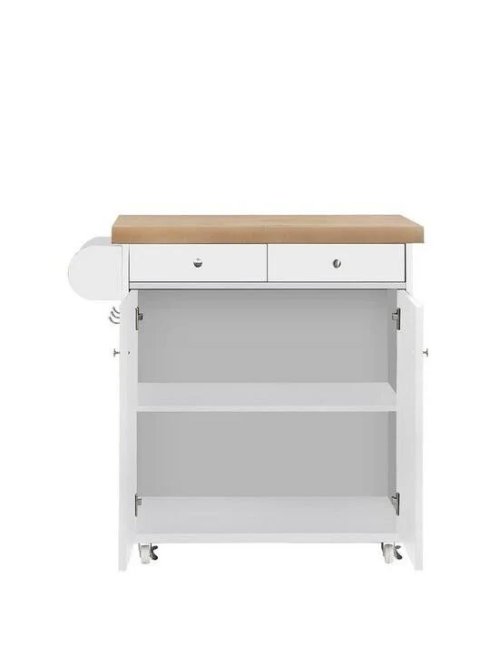 Portland Kitchen Cart White/Oak Modern and Functional Kitchen Storage Design - Image 2