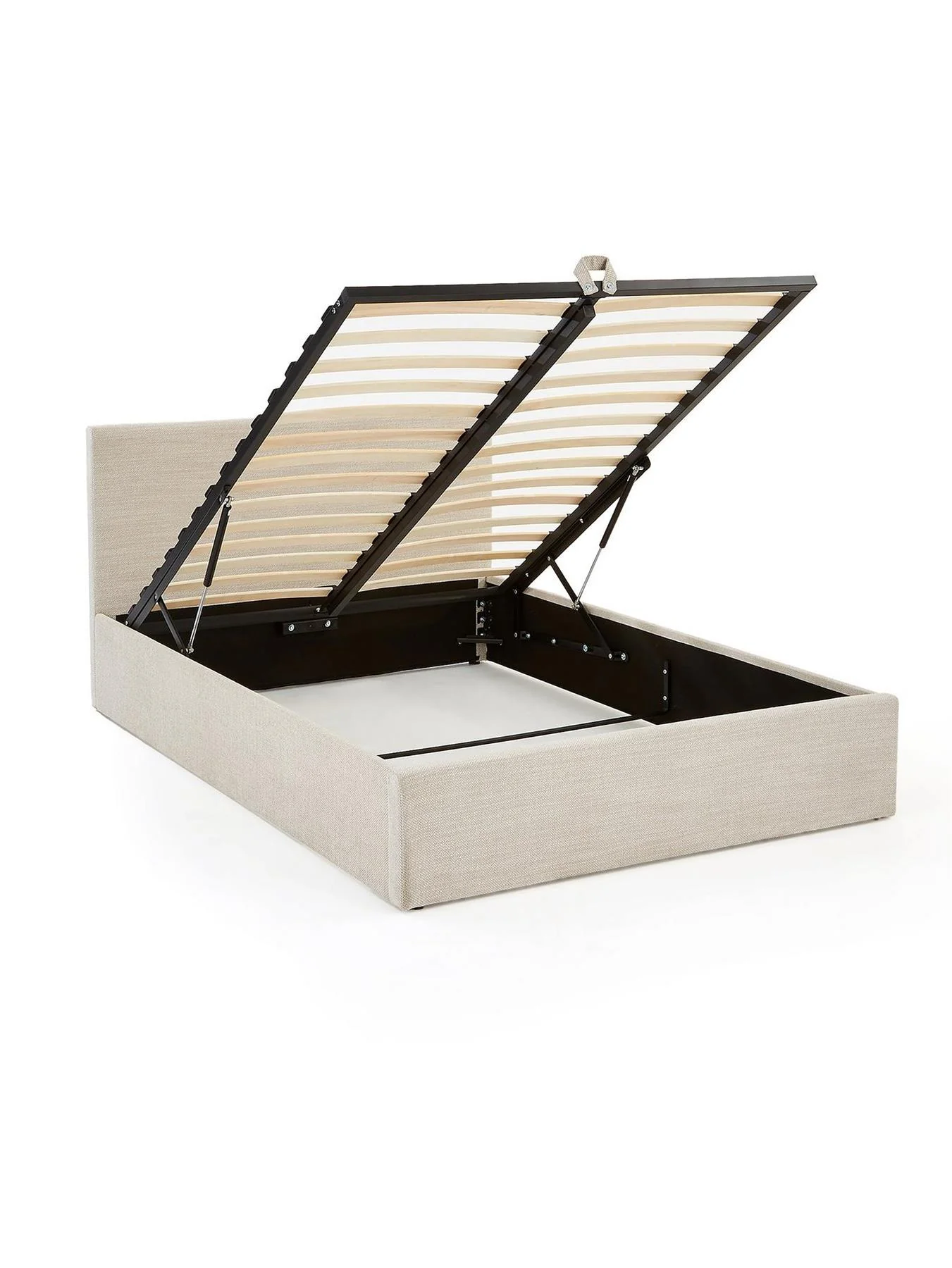 Porto End Lift Up Storage Ottoman Bed Double Natural Underbed Storage UK - Image 4