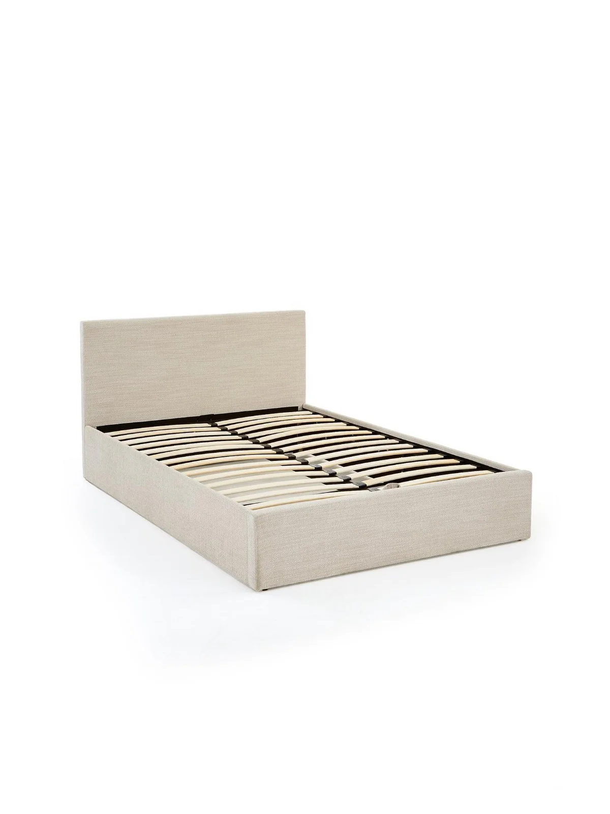 Porto End Lift Up Storage Ottoman King Bed Natural Fabric Bedroom Furniture UK - Image 3