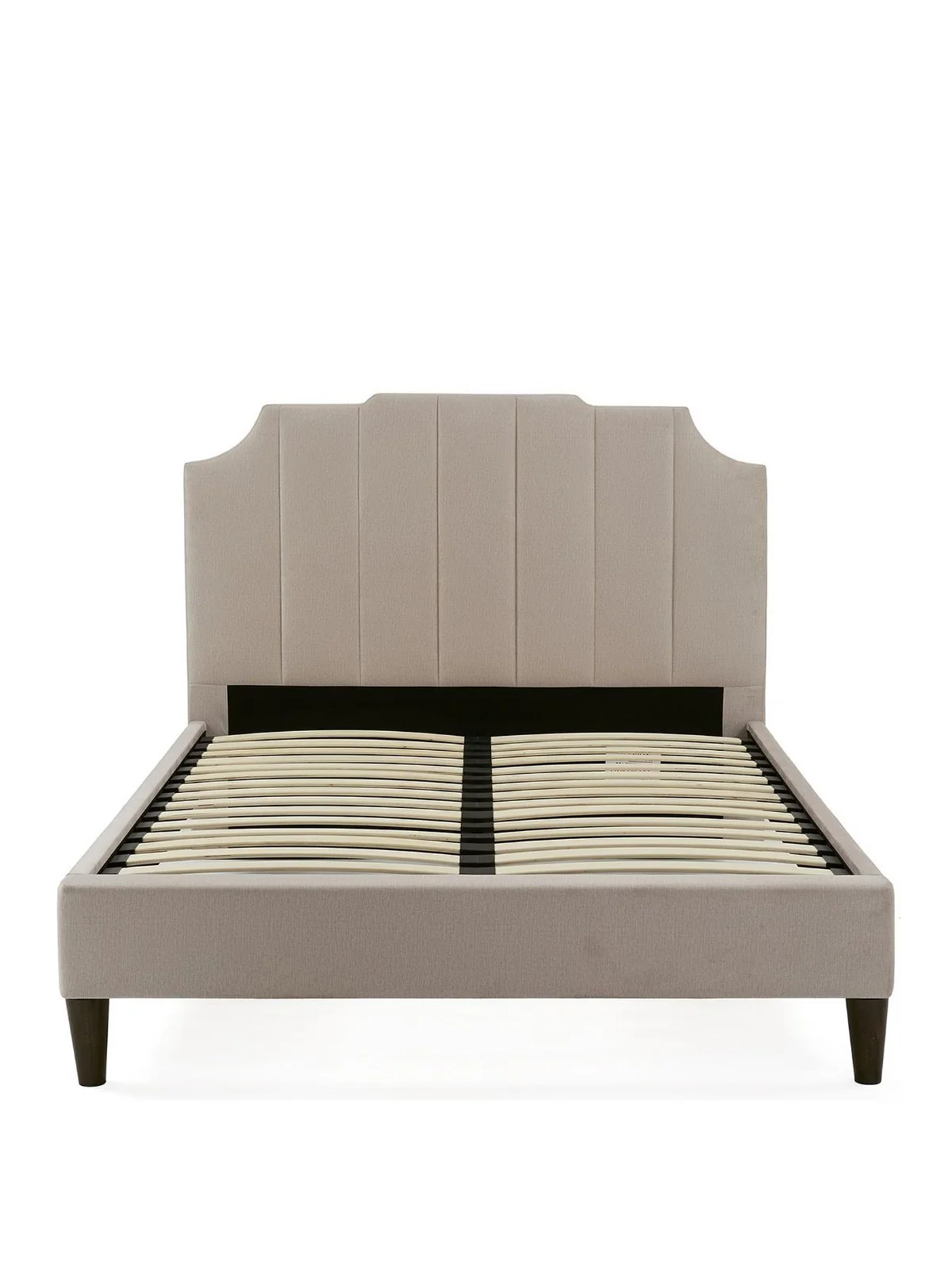 Rene Bed King Size in Natural Fabric | Art Deco Inspired Upholstered Headboard - Image 2