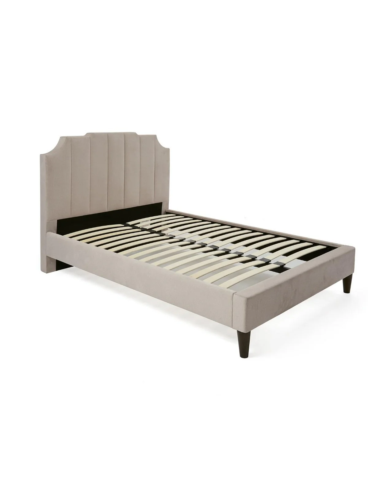 Rene Bed King Size in Natural Fabric | Art Deco Inspired Upholstered Headboard - Image 3