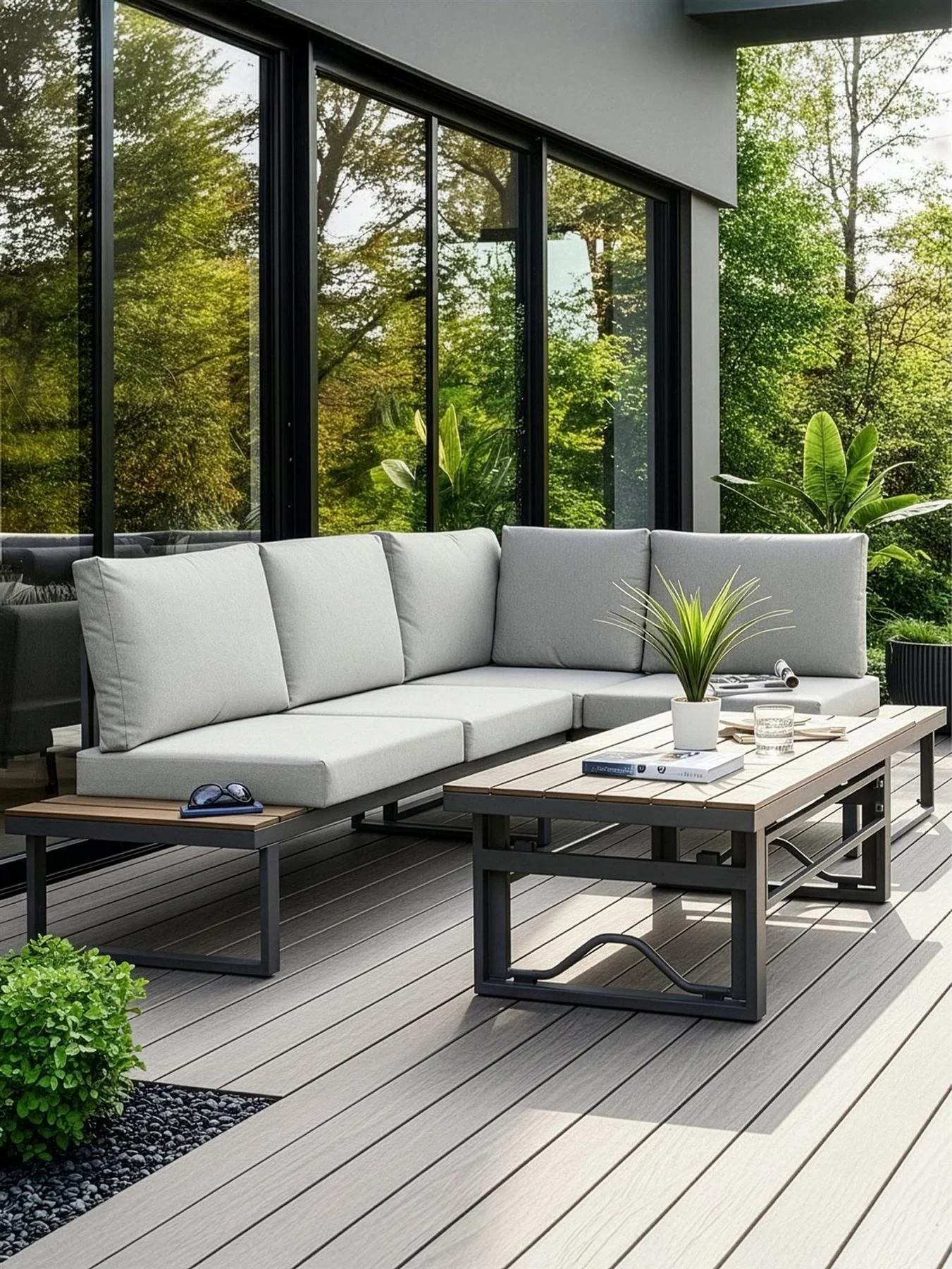 Roma Corner Set with Rising Table Garden Patio Furniture UK