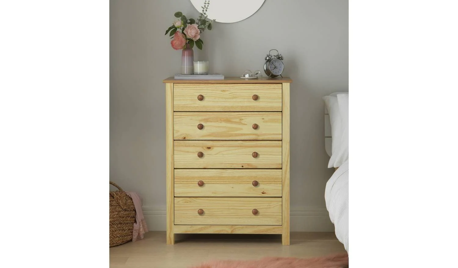 Scandinavia 5 Drawer Chest Pine Modern Scandinavian Design - Image 2